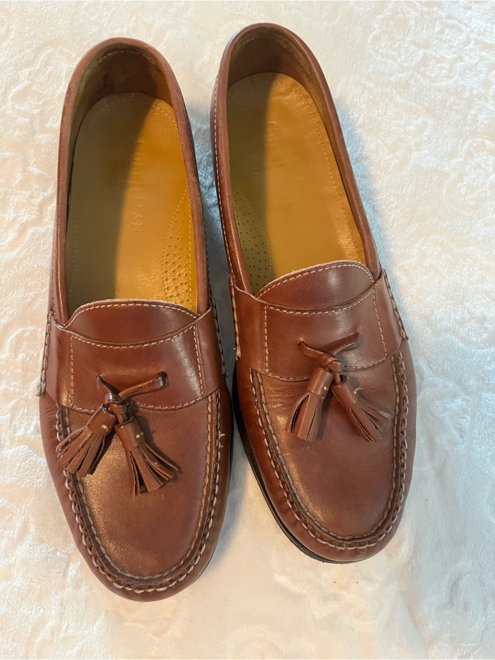Cole Haan plus Nike air soles men's Brown Leather Tassel Loafers sz 10